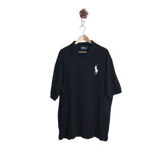 Polo Ralph Lauren 2X Mens Black Embroidered Big Pony‎ Collared Polo Shirt Golf